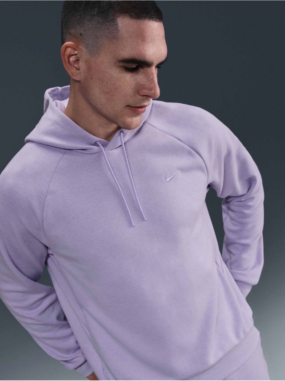 Nike Men’s Lavender Crewneck Hoodie with Embroidered Swoosh